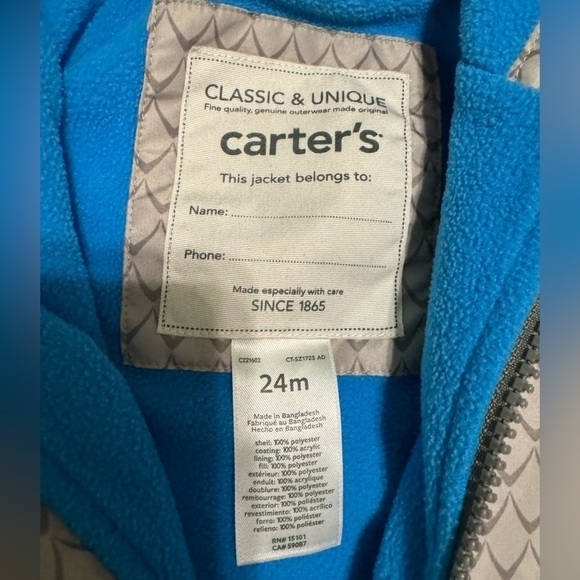 Carter’s 24 Month Boy’s Shark Jacket - Picture 3 of 3